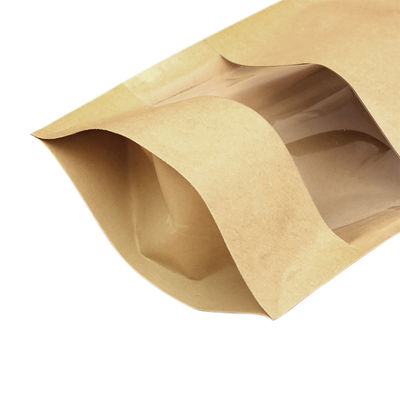 Resealable PE της Kraft συνήθεια τσαντών σακουλών εγγράφου όρθια που τυπώνεται με το παράθυρο